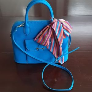 Isaac Mizrahi Summer Teal Pebble Leather Handbag
